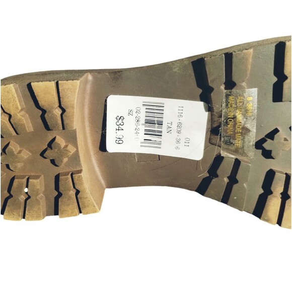 Rouge Helium Boots Women's 8 Chunky Fleece Lined Tie  Up Over Ankle Brown - Picture 5 of 11